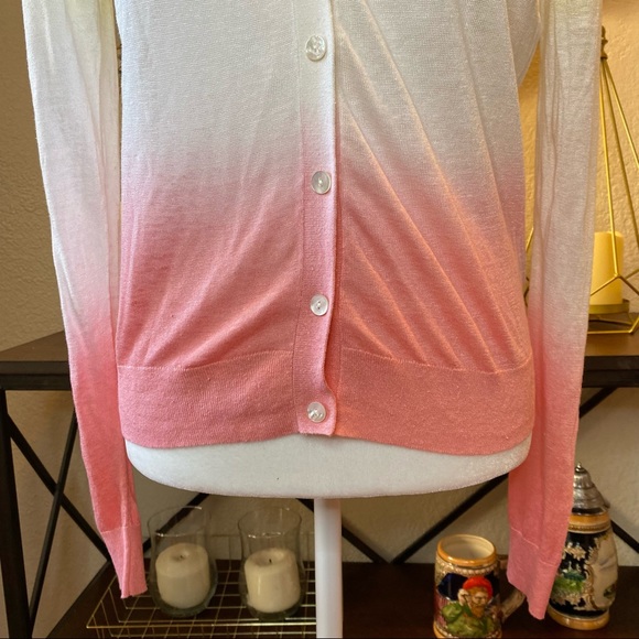 Theory Dual Ombre Cardigan in Pink and Green Ombre Linen- Viscose Medium NWT - Picture 6 of 16